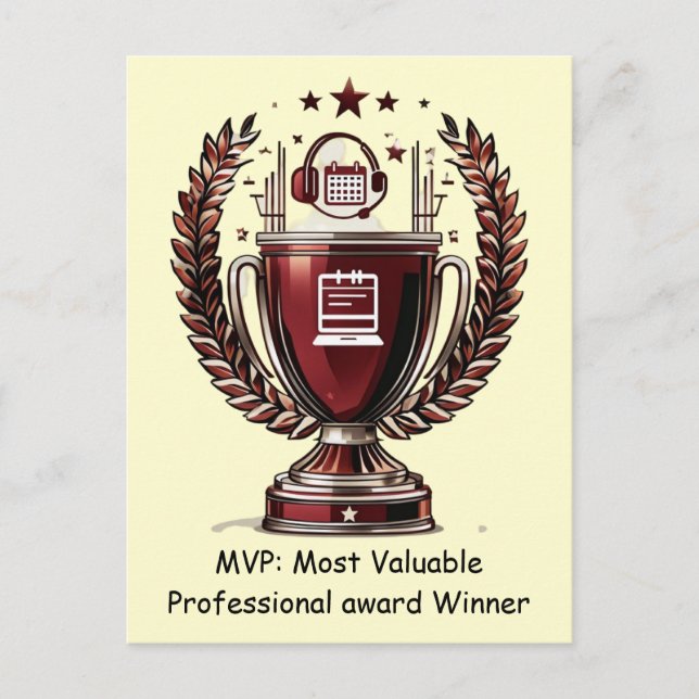 dmin Professionals Day MVP Trophy Greeting Postcard (Front)