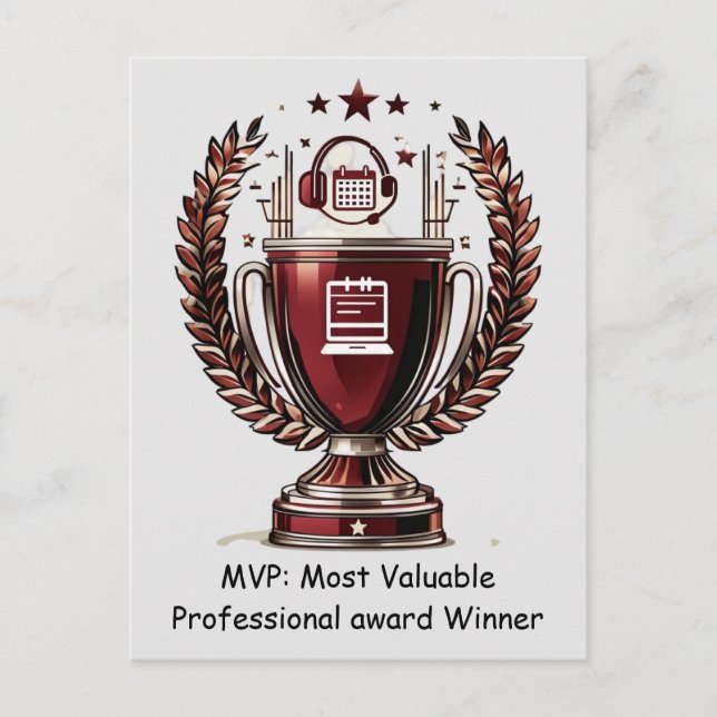 dmin Professionals Day MVP Trophy Greeting Postcard (Front)