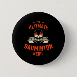 Dminton Player Flaming Skull Rbell Sports Fan 6 Cm Round Badge