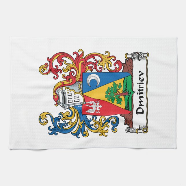 Dmitriev Family Crest Tea Towel (Horizontal)