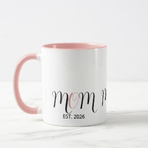 DMom Established Black Pink Script New Mum Gift Mug