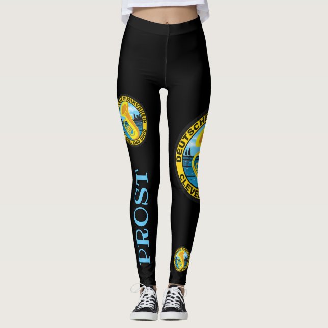 DMV Prost Black Leggings with Colour Logo (Front)