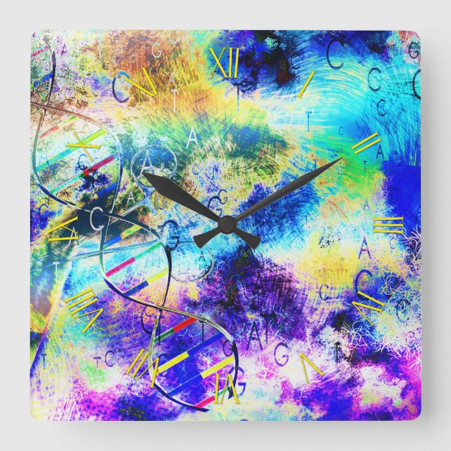 DNA art code Square Wall Clock (Front)