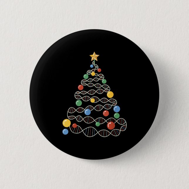 Dna Christmas Tree Funny Science Puns Christmas Te 6 Cm Round Badge (Front)