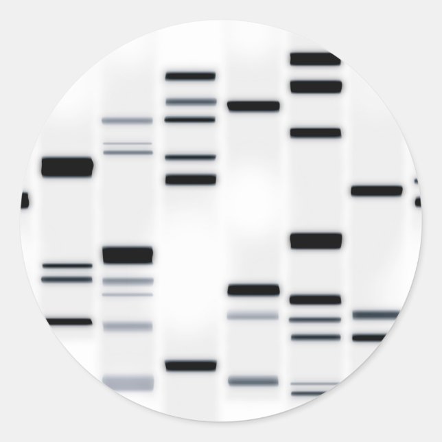 DNA Code Art Black on White Classic Round Sticker (Front)