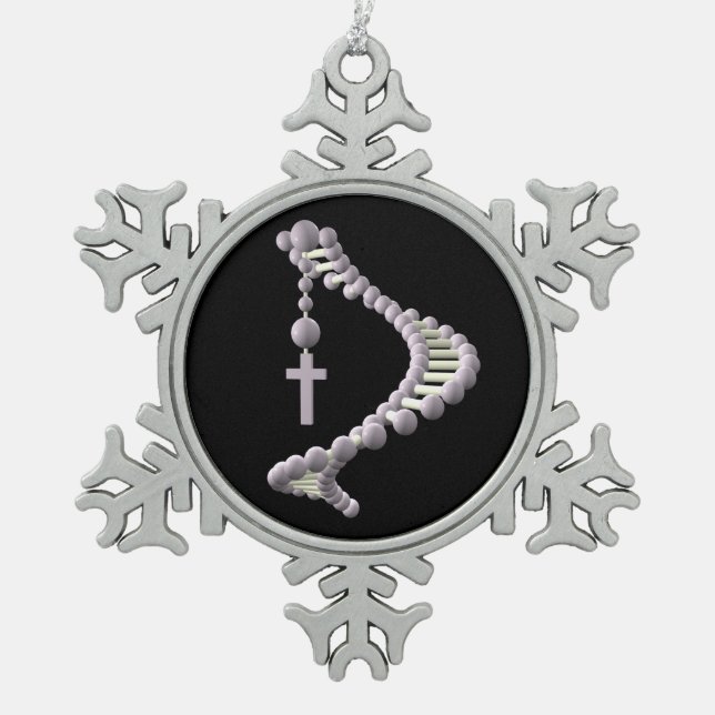 DNA: Directed Evolution Snowflake Pewter Christmas Ornament (Front)
