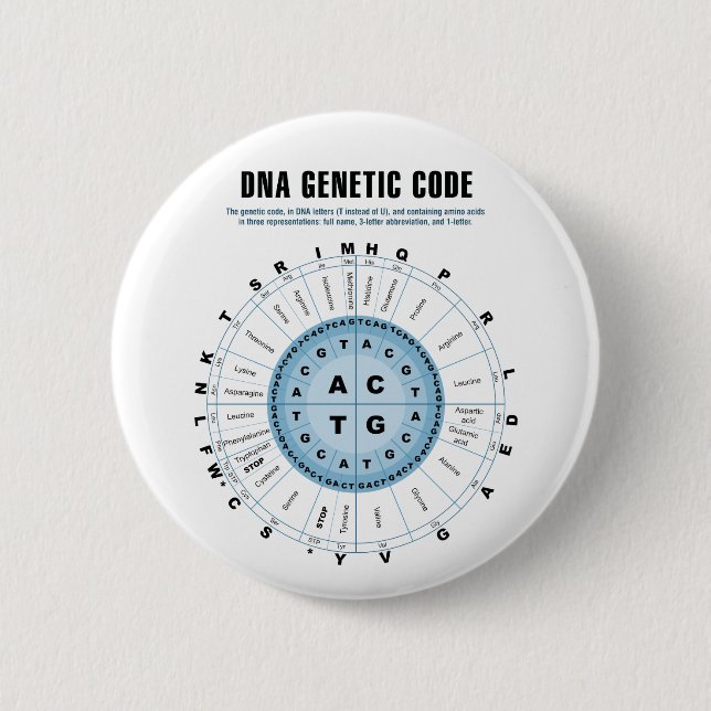 DNA Genetic Code Chart 6 Cm Round Badge (Front)