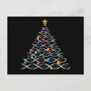 DNA Helix Christmas Tree Biology Science Teacher Holiday Postcard