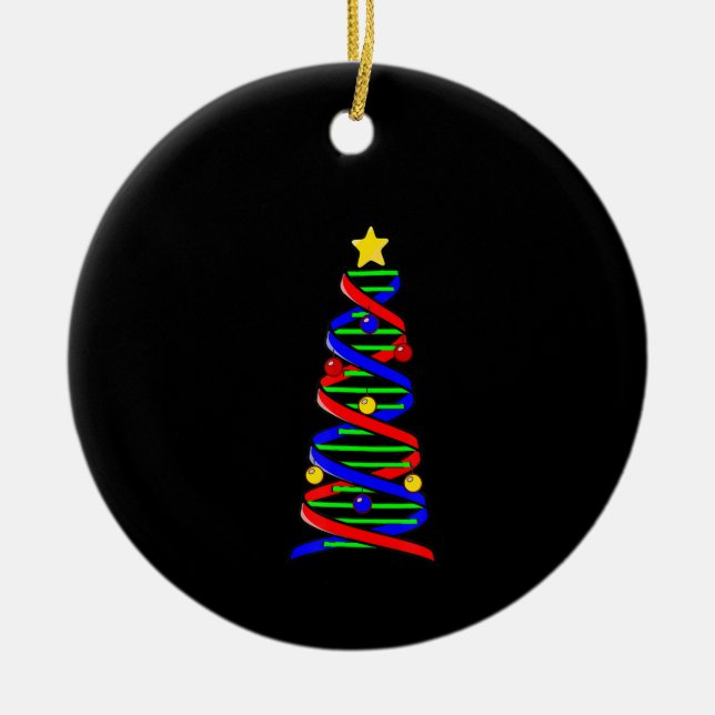 DNA Helix Christmas Tree Life Science Biology Ceramic Tree Decoration (Front)