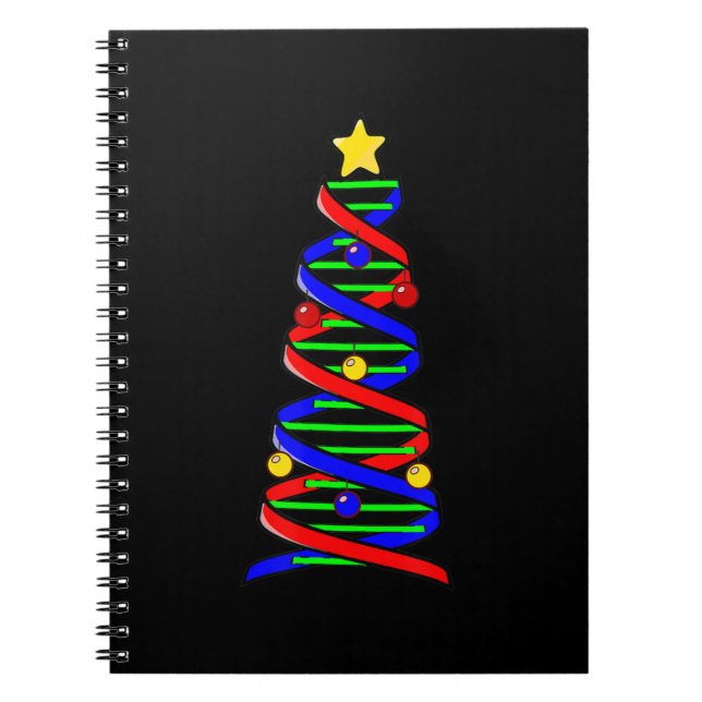 DNA Helix Christmas Tree Life Science Biology Notebook (Front)