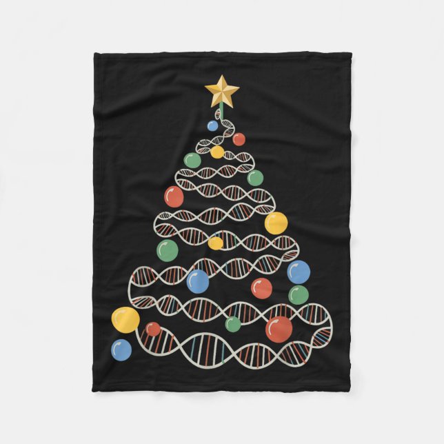 Dna Helix Christmas Tree Scientist Biology Science Fleece Blanket (Front)