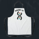 DNA Helix Design Science Apron<br><div class="desc">DNA Helix Design Science Apron with customisable text and background colour.</div>