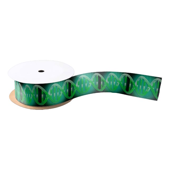 DNA ID Green Medical Science Satin Ribbon (Spool)