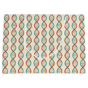 ​​DNA Mid Century Modern STEM Biology Stripe cream Large Gift Bag