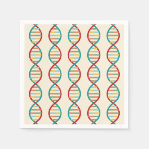 ​​DNA Mid Century Modern STEM Biology Stripe cream Napkin