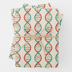 DNA Mid Century Modern STEM Biology Stripe cream Wrapping Paper Sheet