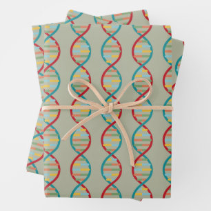 DNA Mid Century Modern STEM Biology Stripe green Wrapping Paper Sheet