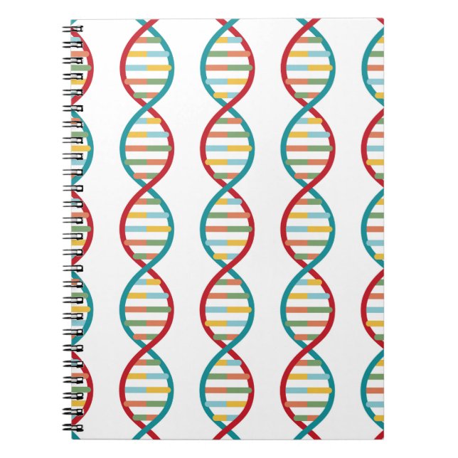 ​​DNA Mid Century Modern STEM Biology Stripe white Notebook (Front)