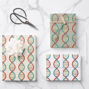 DNA Mid Century Modern STEM Biology Stripe Wrapping Paper Sheet