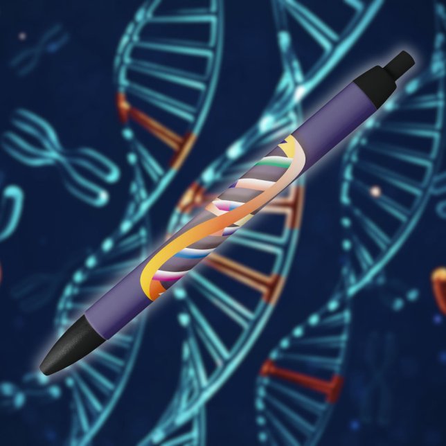 DNA Spotlight Science Black Ink Pen (DNA Helix Cool Modern Science Pen)