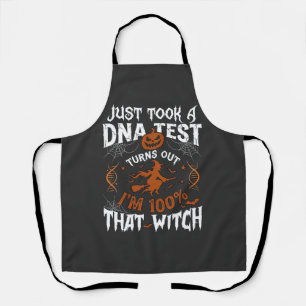 Dna Test Witch Halloween Pumpkin Spider Web Apron
