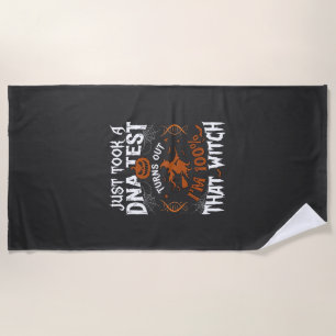 Dna Test Witch Halloween Pumpkin Spider Web Beach Towel