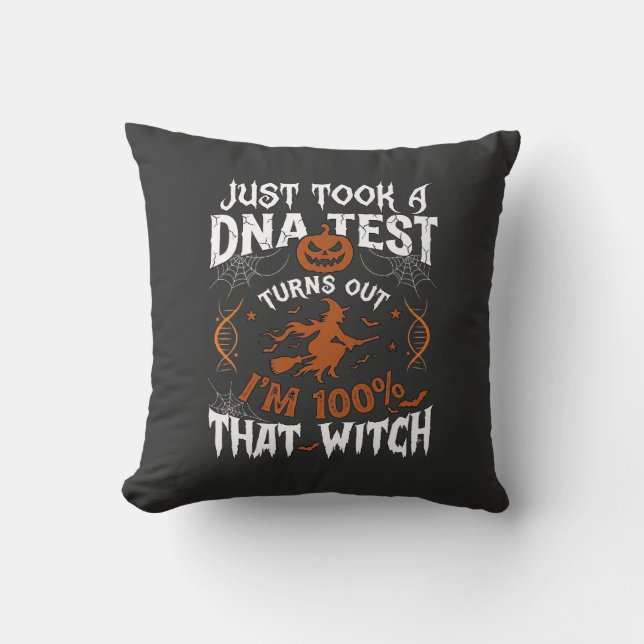 Dna Test Witch Halloween Pumpkin Spider Web Cushion (Front)