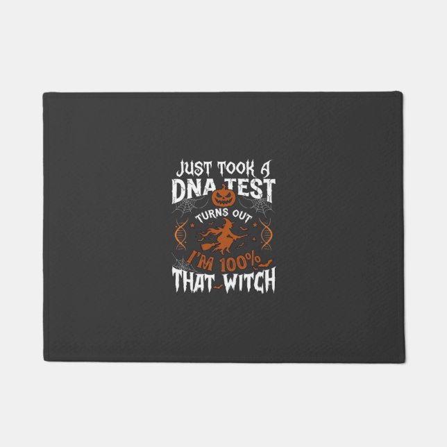 Dna Test Witch Halloween Pumpkin Spider Web Doormat (Front)