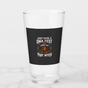 Dna Test Witch Halloween Pumpkin Spider Web Glass