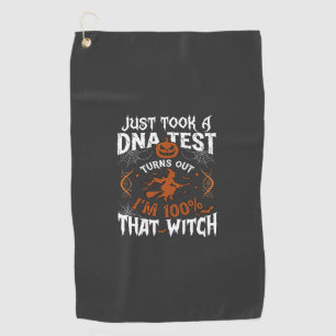 Dna Test Witch Halloween Pumpkin Spider Web Golf Towel