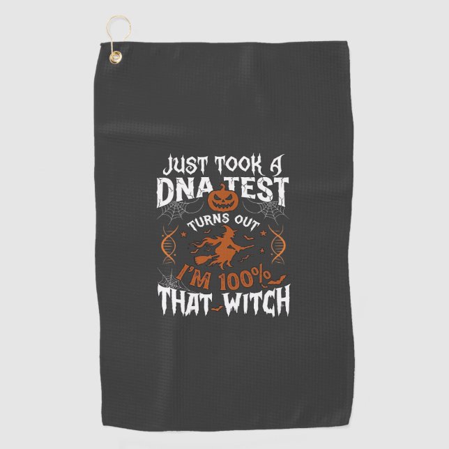 Dna Test Witch Halloween Pumpkin Spider Web Golf Towel (Front)