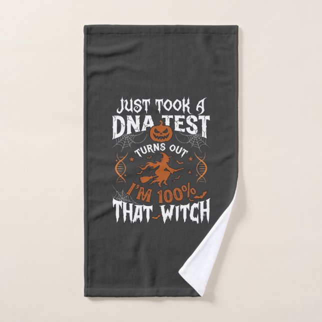 Dna Test Witch Halloween Pumpkin Spider Web Hand Towel (Hand Towel)