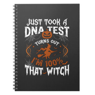 Dna Test Witch Halloween Pumpkin Spider Web Notebook