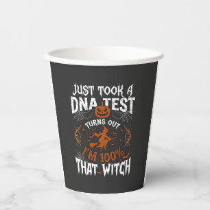 Dna Test Witch Halloween Pumpkin Spider Web Paper Cups
