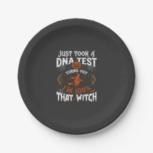 Dna Test Witch Halloween Pumpkin Spider Web Paper Plate