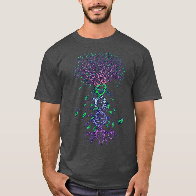 DNA Tree Life Genealogy Biologist Genetics Earth T-Shirt (Front)