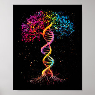 Dna tree of life genetics biology outer space poster