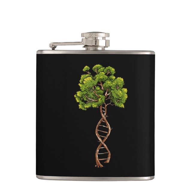 Dna Tree Of Life Science Genetics Biology Environm Hip Flask (Front)
