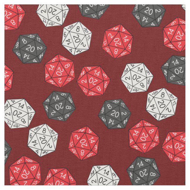 DND 20 Sided Dice Game Dungeons Dragons Fabric (Close Up)