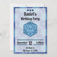 DnD Birthday Party DnD D20 Blue Dice