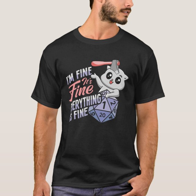 DND CAT Design for a RPG Gamer T-Shirt (Front)