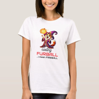 DnD Cat Wizard Fireball Furball Funny T-shirt