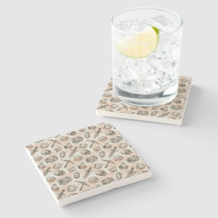 DnD Coaster, Fantasy D20 Skull Pattern Stone Coaster