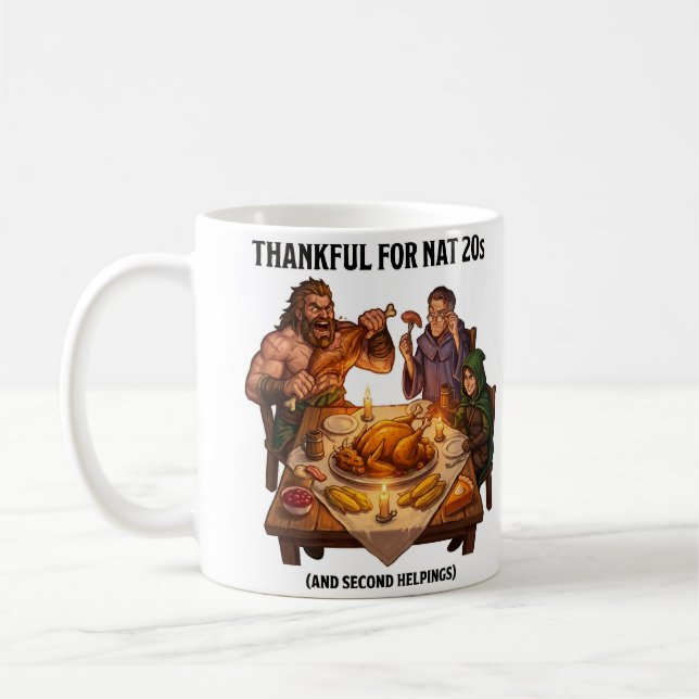 DnD Party Dragon Thanksgiving Feast Coffee Mug (Left)
