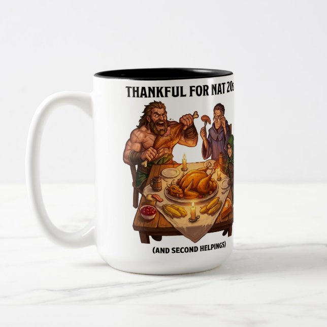 DnD Party Dragon Thanksgiving Feast Two-Tone Coffee Mug (Left)
