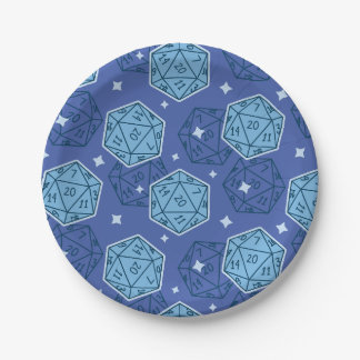 DnD Party Dungeons & Dragons D20 Blue Paper Plates