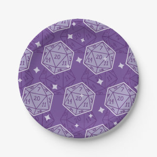DnD Party Dungeons & Dragons D20 Dice Paper Plate