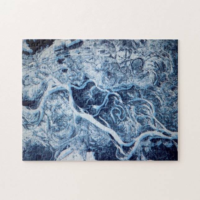 Dnieper River Frozen Snow - Space Station View Jigsaw Puzzle (Horizontal)