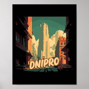Dnipro Retro Ukraine Vintage Ukrainian Traveling T Poster