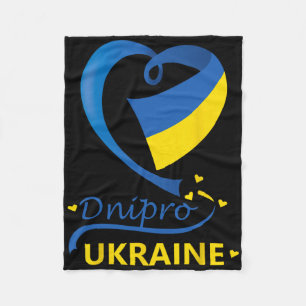 Dnipro Ukraine National Flag Heart Emblem Crest Fleece Blanket